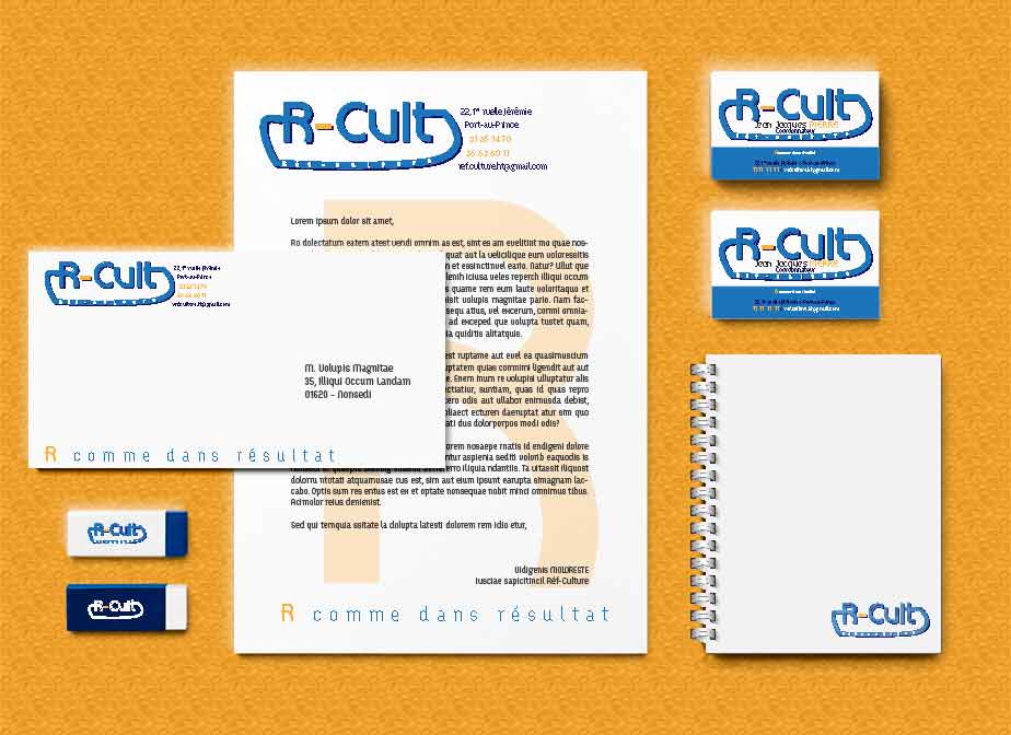 Papier en tête, enveloppe et autres objets avec le logo de Ref-Culture